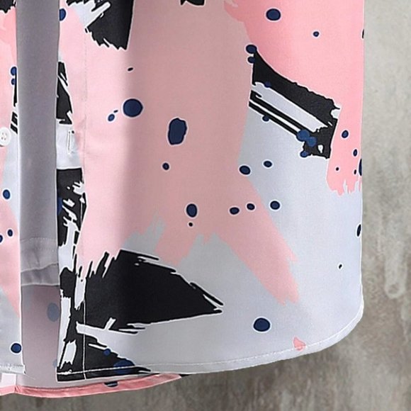 Pink Vacation Style Men's Splatter Print Shirt - Picture 6 of 6